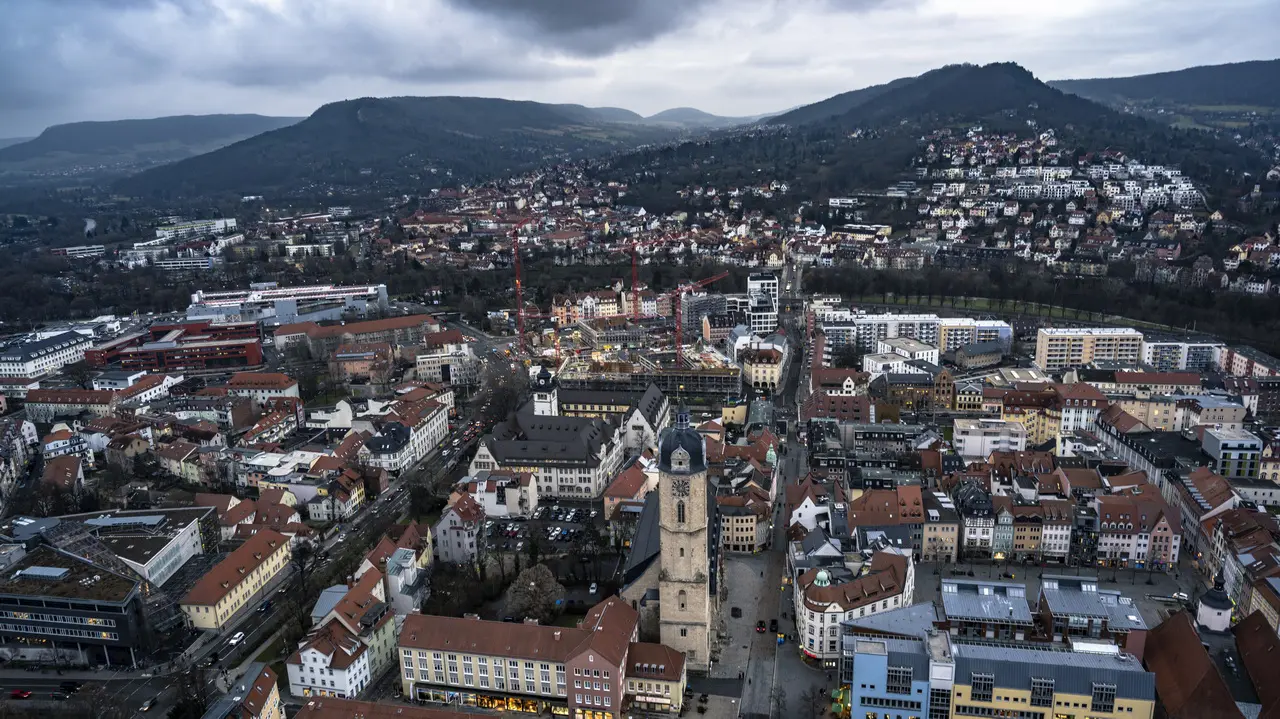 Blick auf Jena, Stadtzentrum (Foto: Frank Liebold, Jenafotografx)