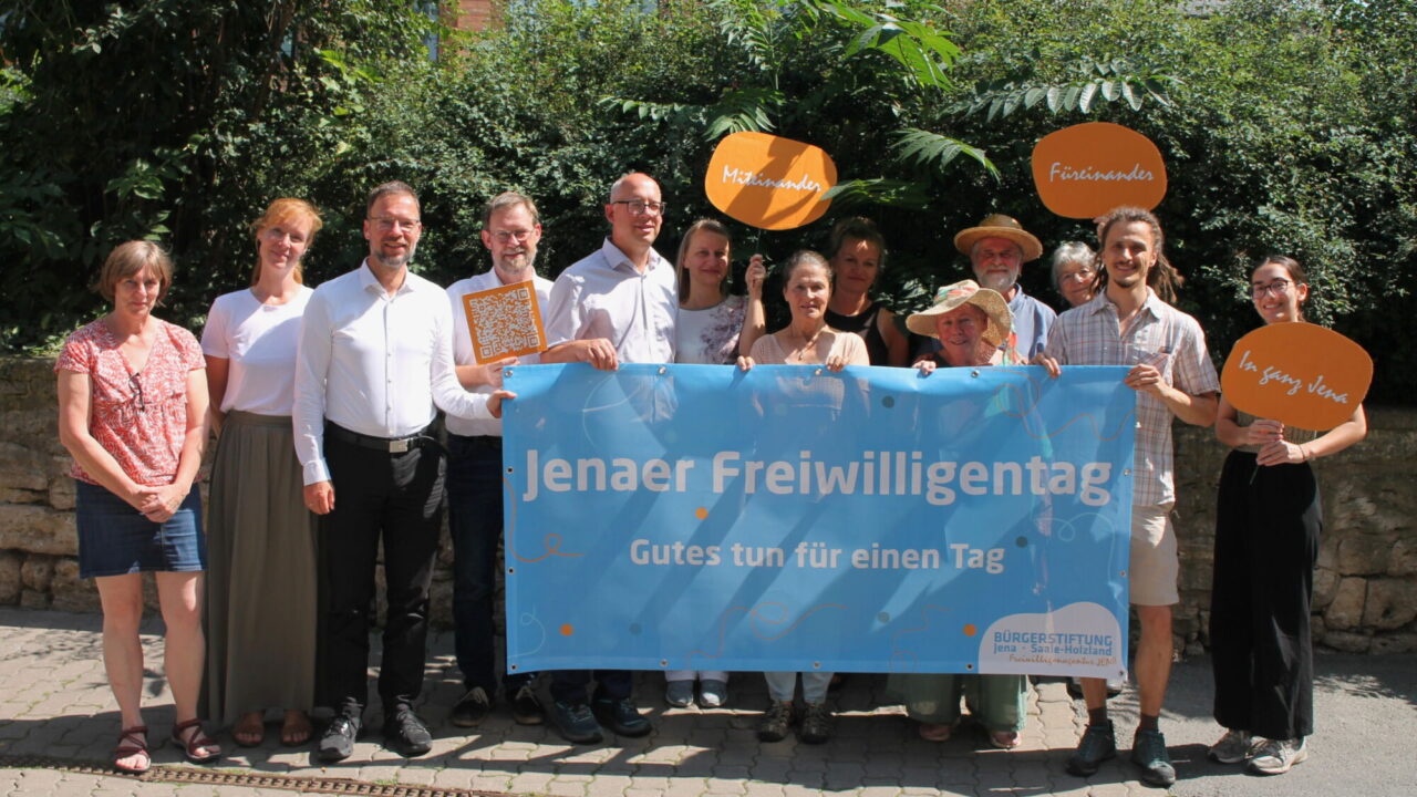 Am 13.09.2025 findet der 21. Jenaer Freiwilligentag statt. Jetzt kostenlos anmelden und mitmachen: Gemeinsam für Engagement, Nachhaltigkeit und Miteinander. Foto: Bürgerstiftung Jena