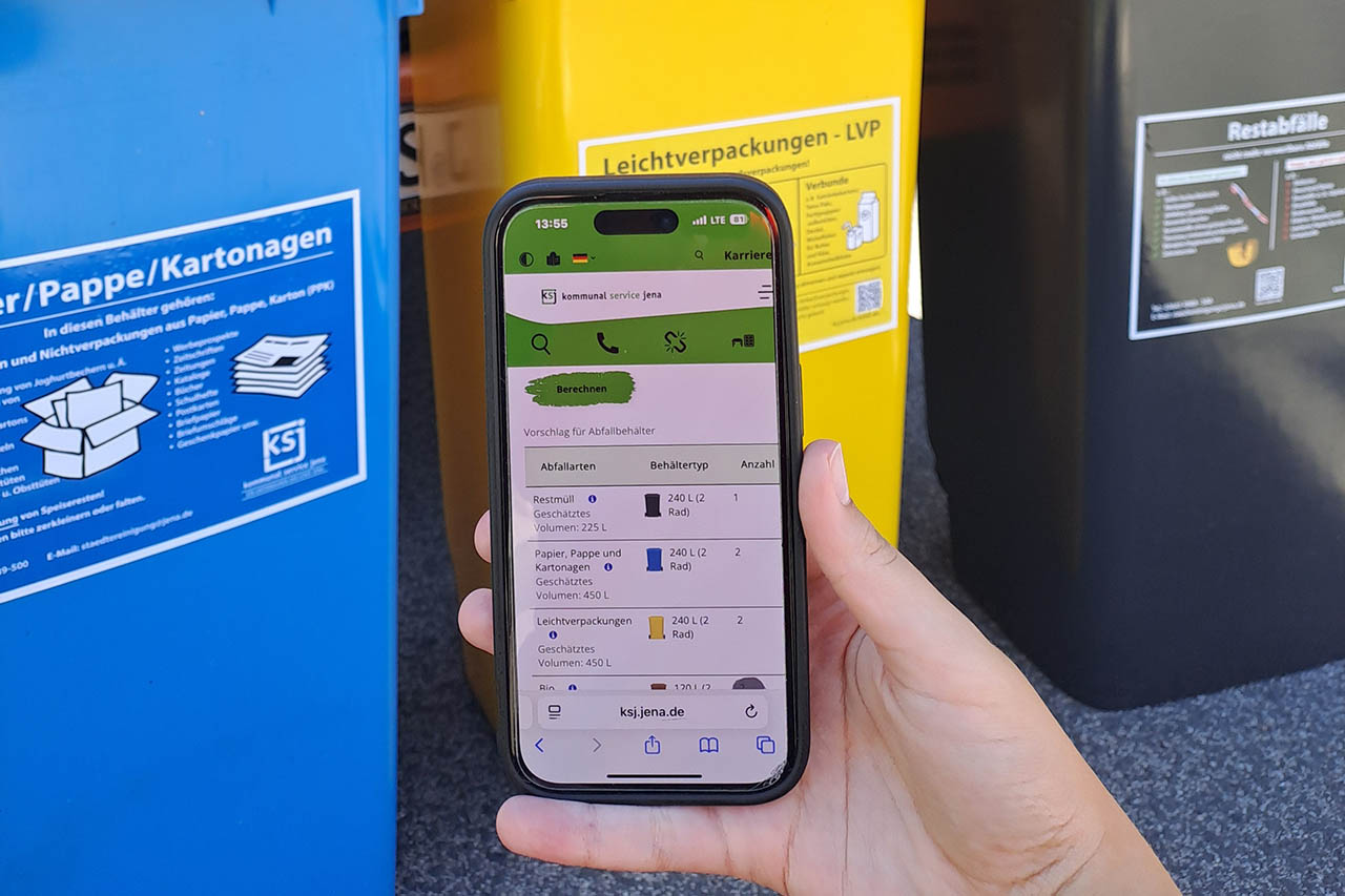 Der KSJ Jena startet den digitalen Behälter-Konfigurator. Bürger und Unternehmen erhalten schnell passende Empfehlungen für ihre Abfallbehälter. Foto: KSJ Jena