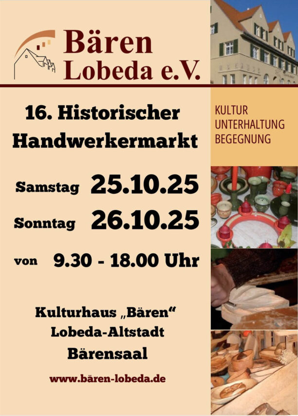 16. Historischer Handwerkermarkt im Bären – Altlobeda 2025, Gfx. FB-Banner Bären Lobeda